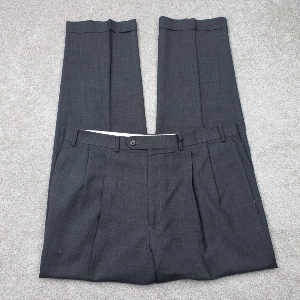 LAUREN‎ Ralph Lauren Pants Mens 38x34 Gray Total Comfort 100% Wool Pleated